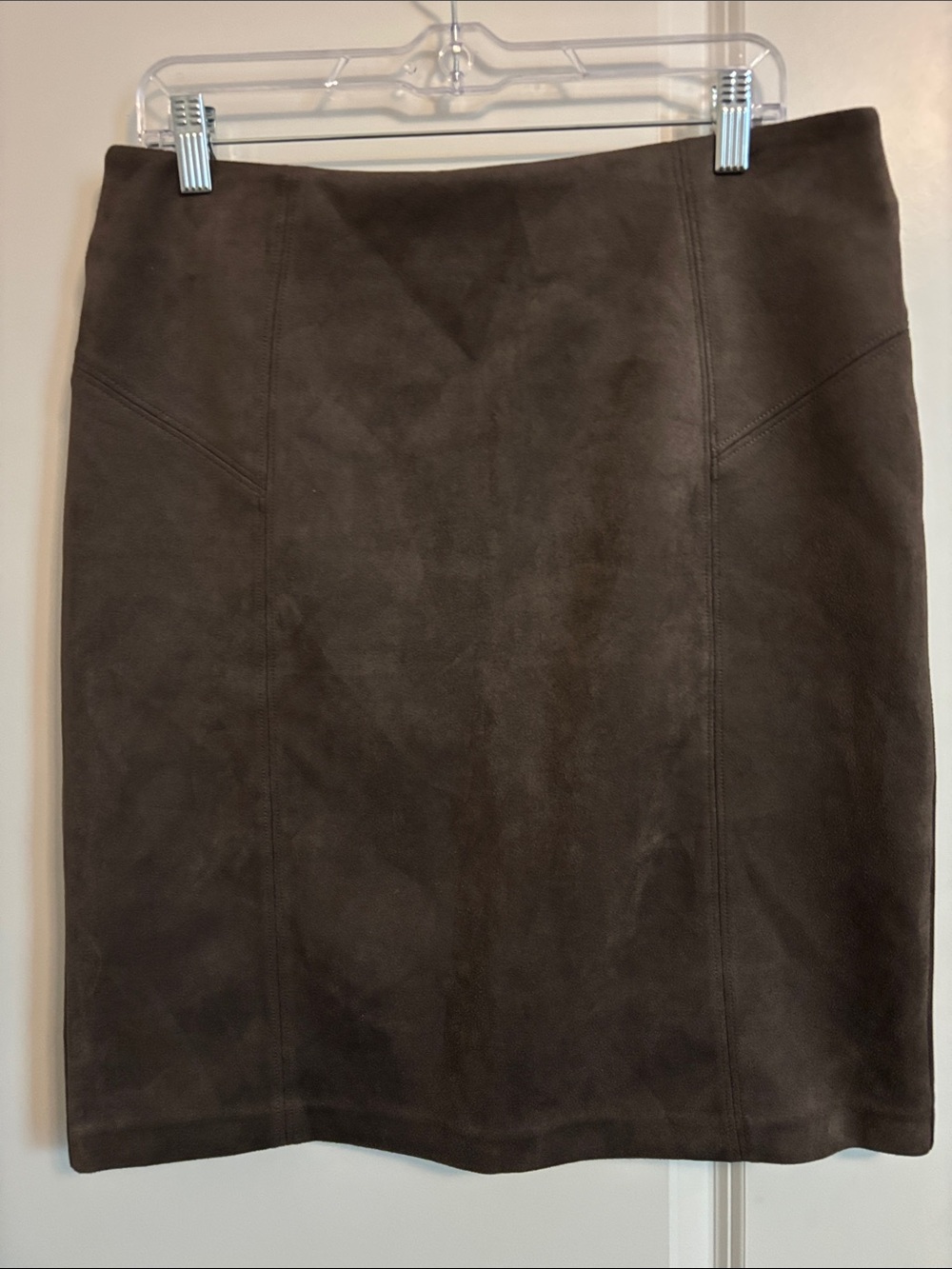 Andrew Marc NY Classic Olive Faux Suede Pencil Skirt L